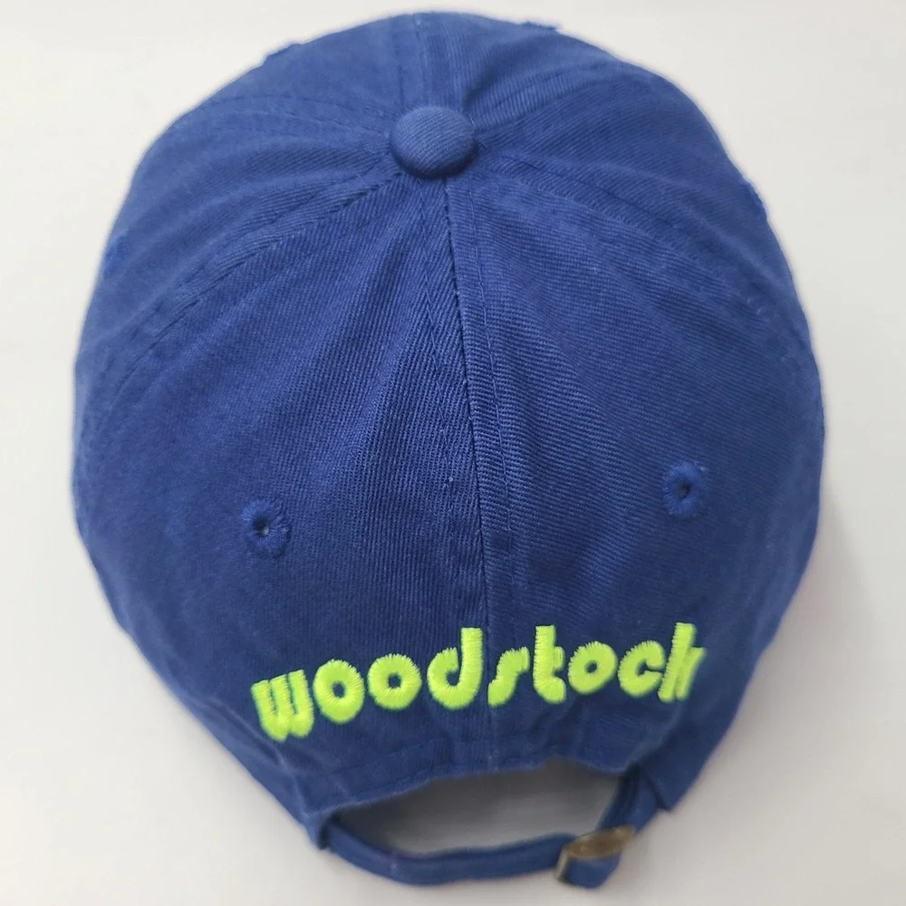 Woodstock Hat Strapback (Fits Small) Blue Yellow Music Festival Bird Guitar Logo